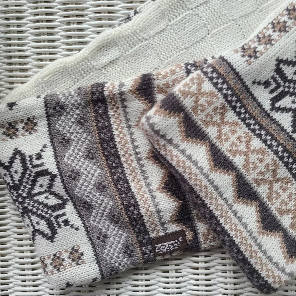 NWOT The Original MUK LUK Reversible Set Beanie, Scarf, Wrist-Warmers, Gloves